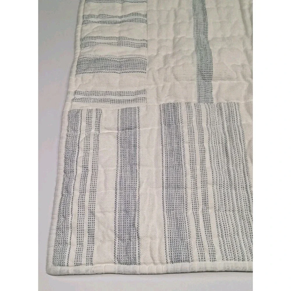 Pottery Barn Hawthorn Patchwork Quilted Chambray Pillow Sham 26x26 **ONLY 1